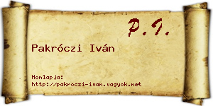 Pakróczi Iván névjegykártya